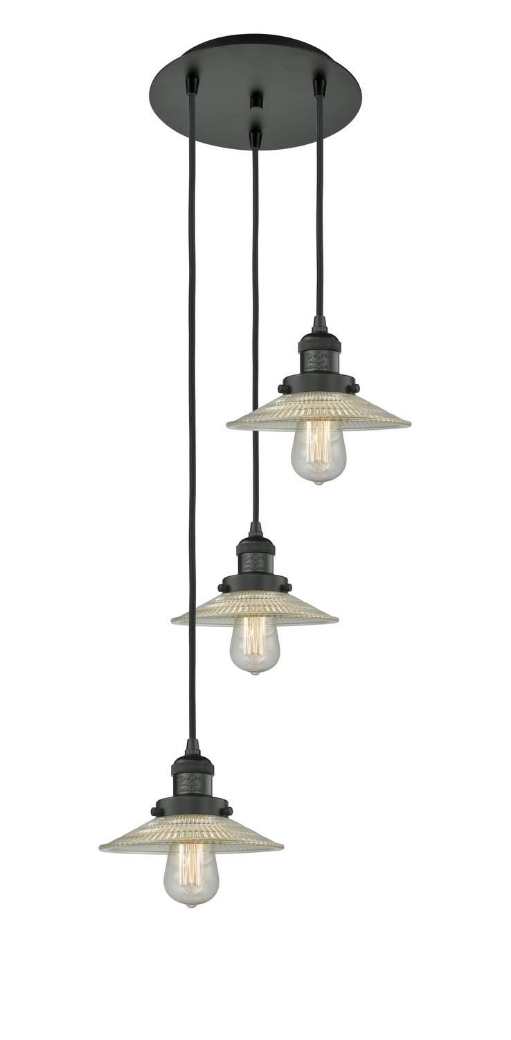 Three Light Pendant by Innovations - Franklin Restoration Collection, Matte Black Finish - 113F-3P-BK-G2