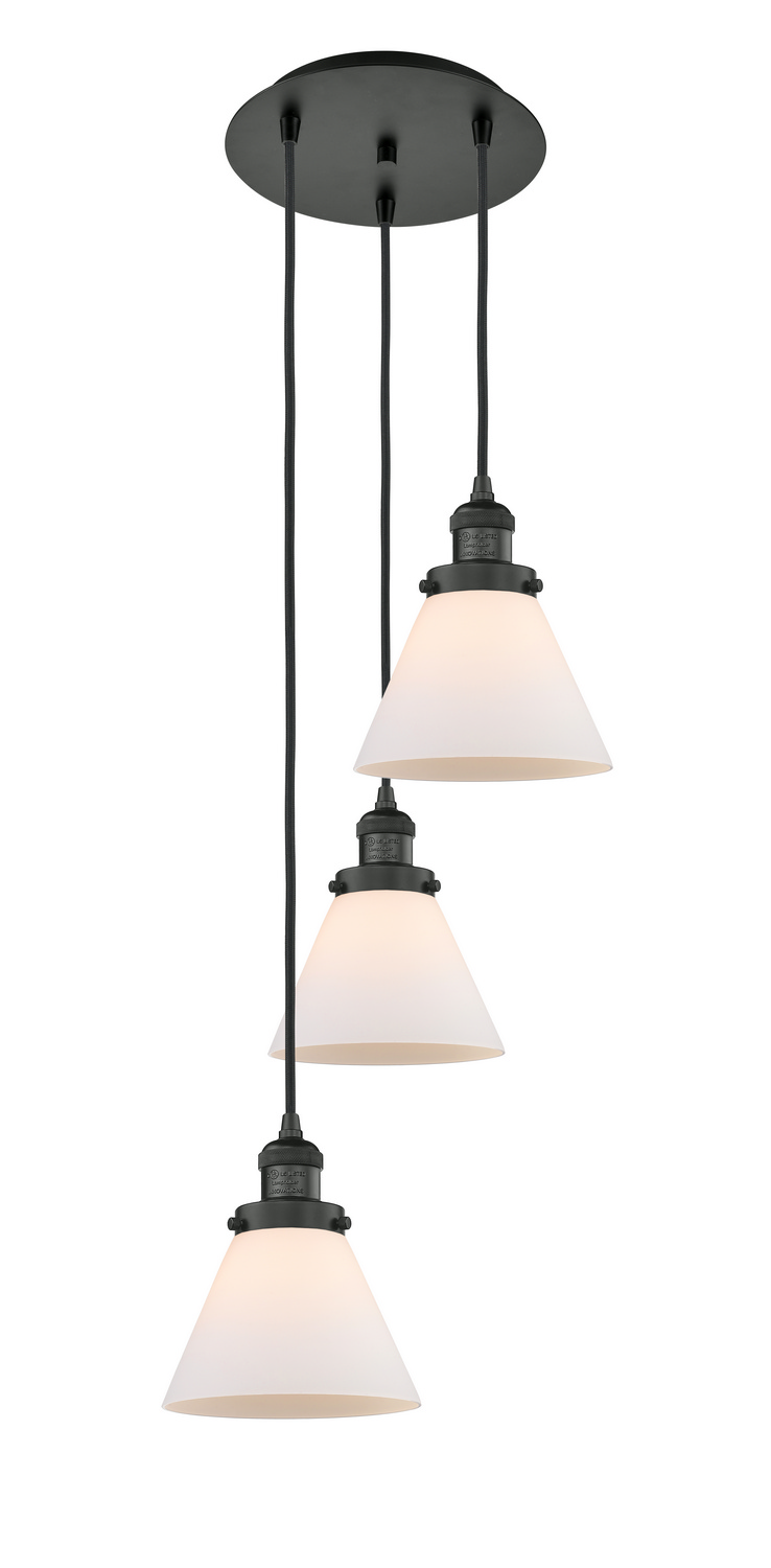 Three Light Pendant by Innovations - Franklin Restoration Collection, Matte Black Finish - 113F-3P-BK-G41
