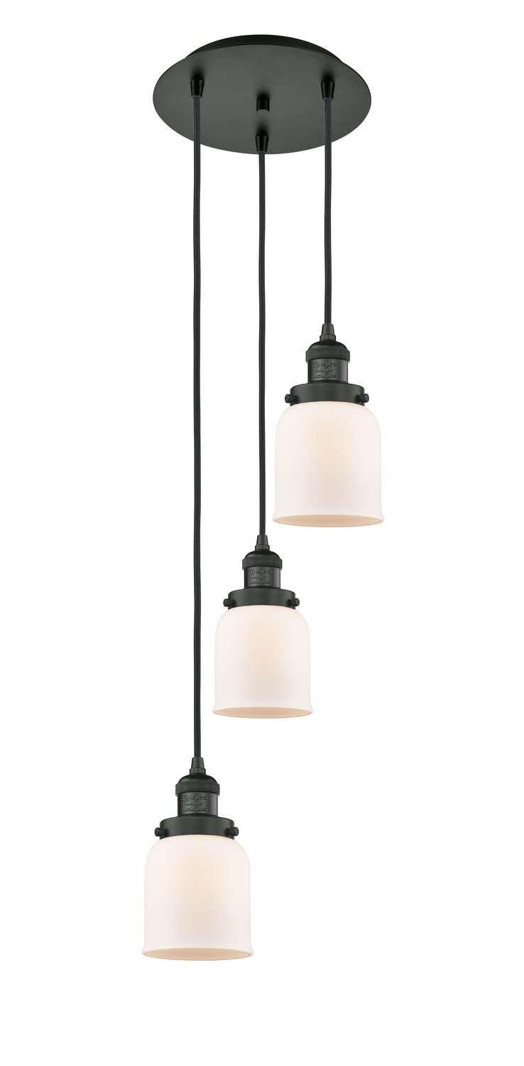 Three Light Pendant by Innovations - Franklin Restoration Collection, Matte Black Finish - 113F-3P-BK-G51