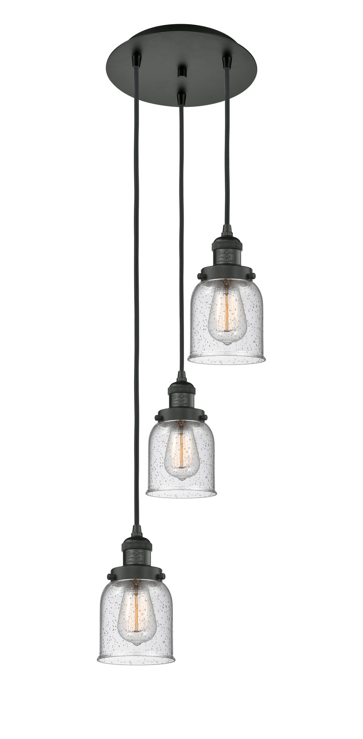 Three Light Pendant by Innovations - Franklin Restoration Collection, Matte Black Finish - 113F-3P-BK-G54