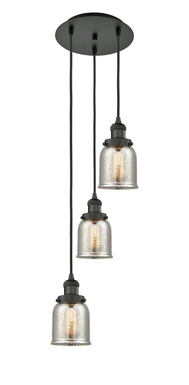 Three Light Pendant by Innovations - Franklin Restoration Collection, Matte Black Finish - 113F-3P-BK-G58