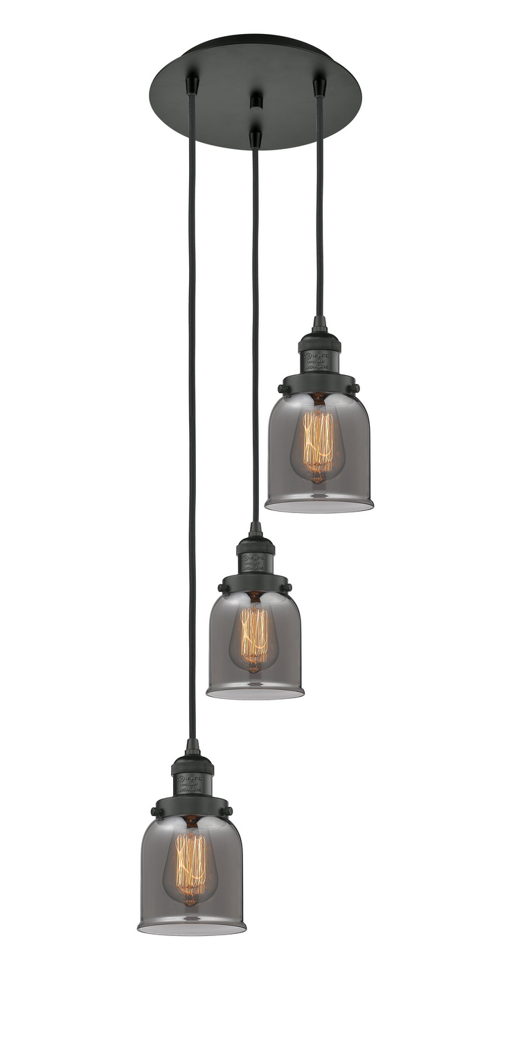 Three Light Pendant by Innovations - Franklin Restoration Collection, Matte Black Finish - 113F-3P-BK-G53