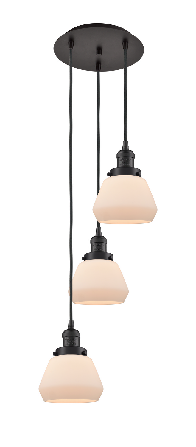 Three Light Pendant by Innovations - Franklin Restoration Collection, Oil Rubbed Bronze Finish - 113F-3P-OB-G171