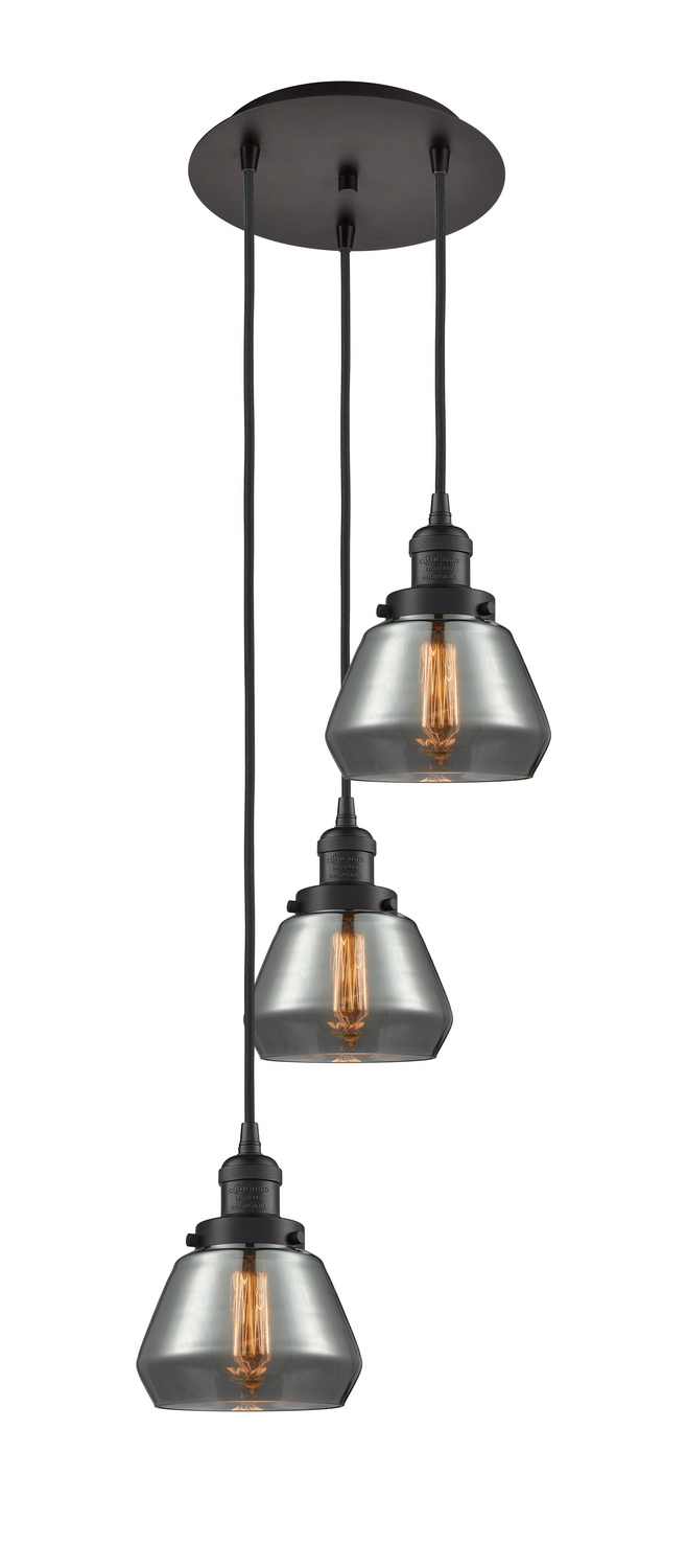 Three Light Pendant by Innovations - Franklin Restoration Collection, Oil Rubbed Bronze Finish - 113F-3P-OB-G173