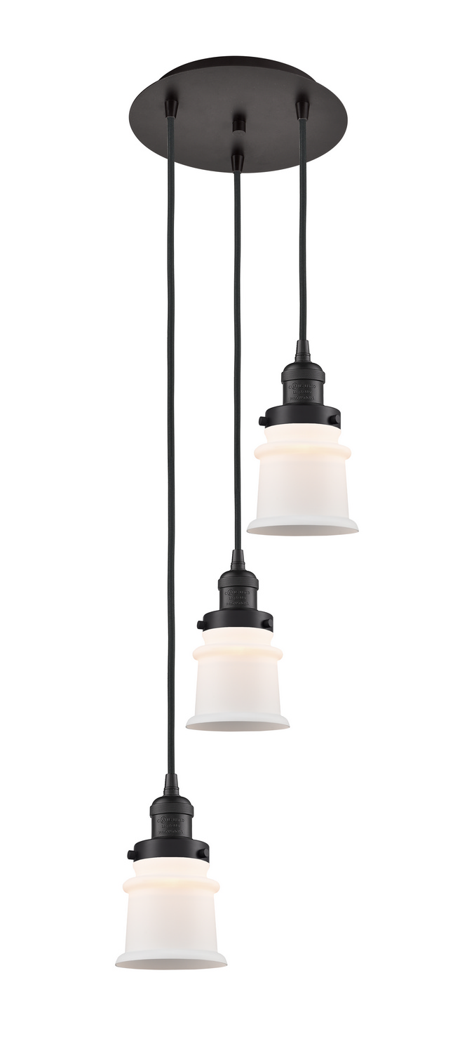 Three Light Pendant by Innovations - Franklin Restoration Collection, Oil Rubbed Bronze Finish - 113F-3P-OB-G181S