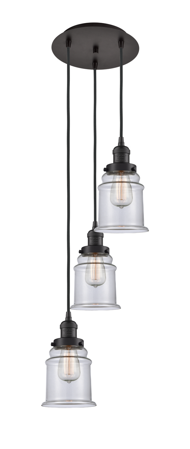 Three Light Pendant by Innovations - Franklin Restoration Collection, Oil Rubbed Bronze Finish - 113F-3P-OB-G182