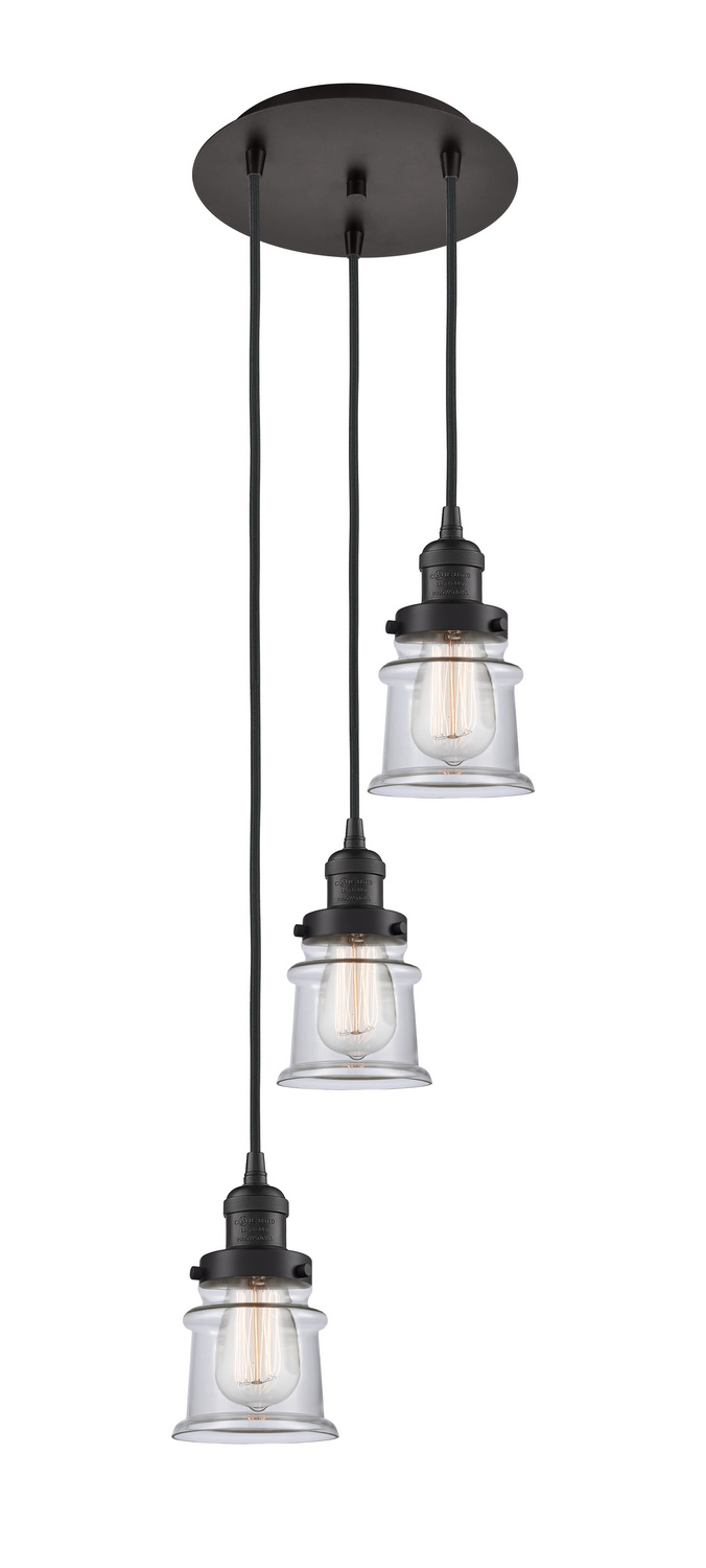 Three Light Pendant by Innovations - Franklin Restoration Collection, Oil Rubbed Bronze Finish - 113F-3P-OB-G182S