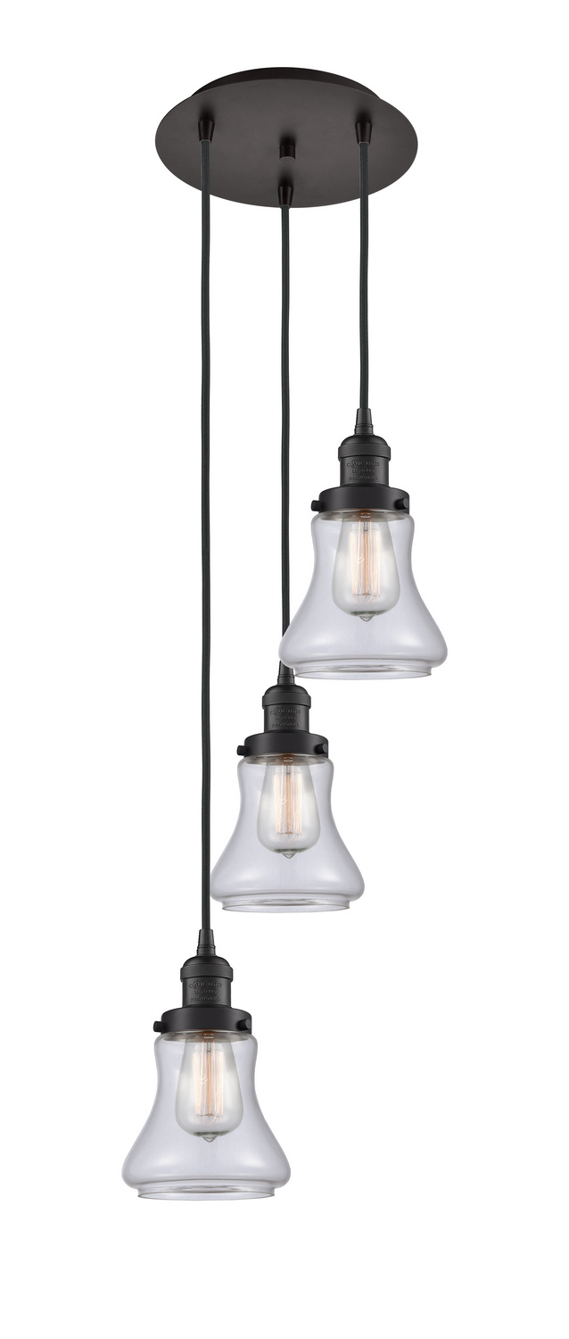Three Light Pendant by Innovations - Franklin Restoration Collection, Oil Rubbed Bronze Finish - 113F-3P-OB-G192