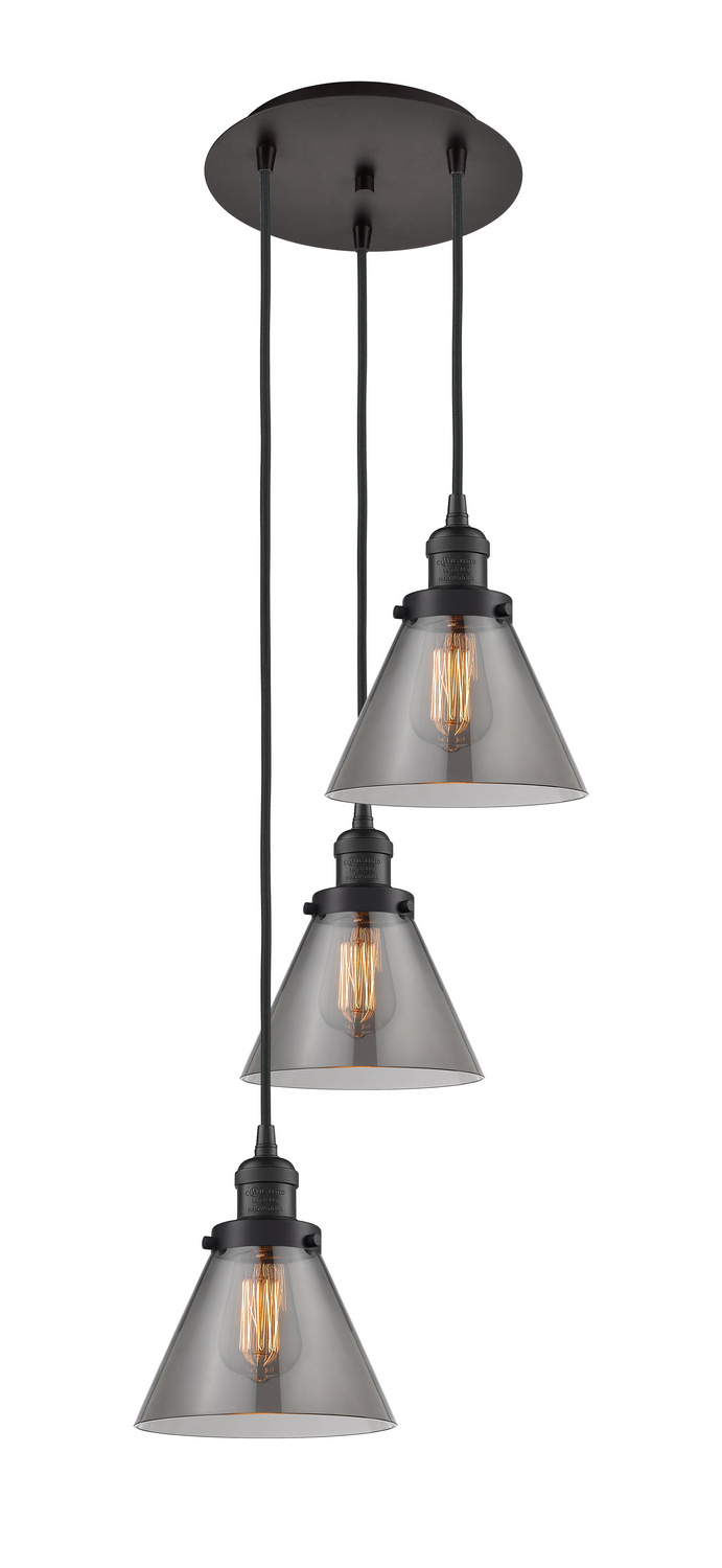 Three Light Pendant by Innovations - Franklin Restoration Collection, Oil Rubbed Bronze Finish - 113F-3P-OB-G43