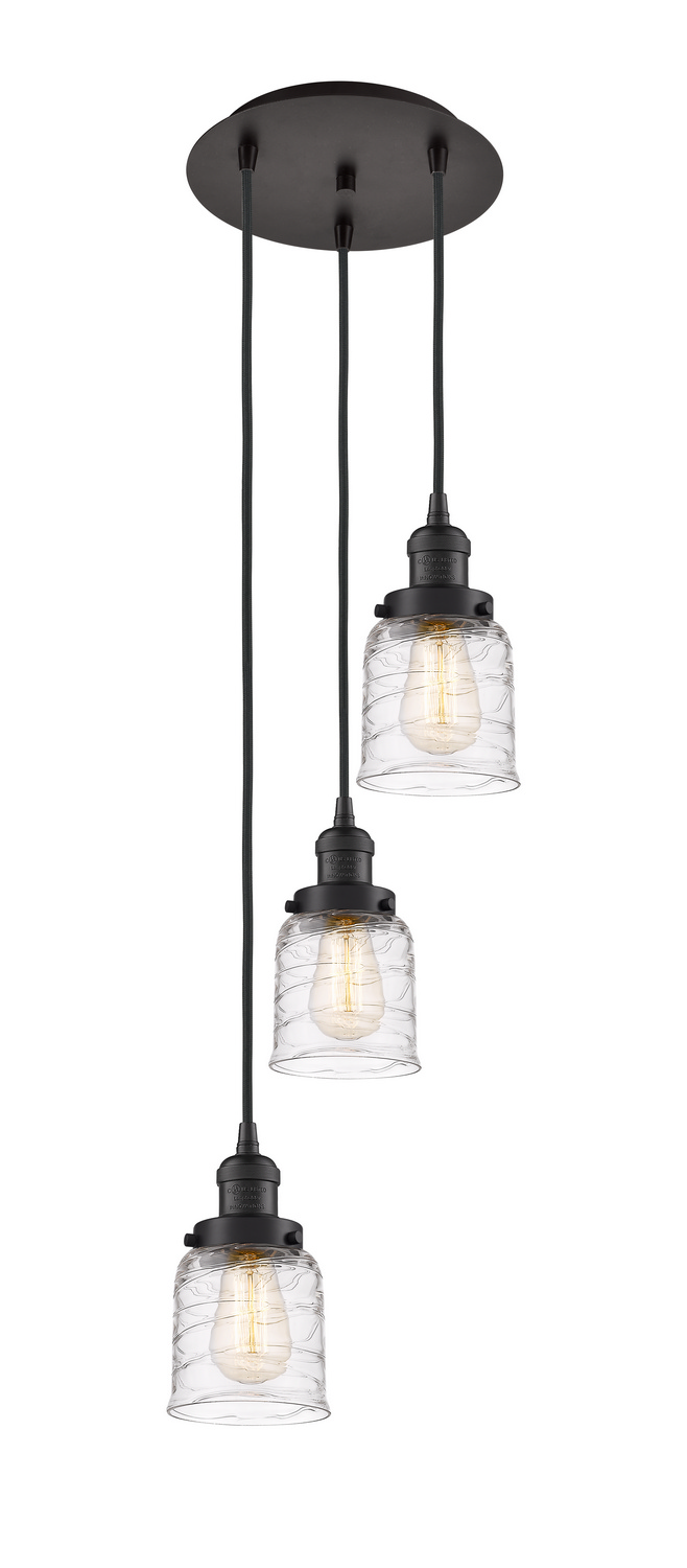 Three Light Pendant by Innovations - Franklin Restoration Collection, Oil Rubbed Bronze Finish - 113F-3P-OB-G513