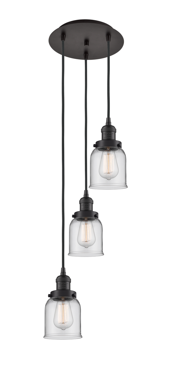 Three Light Pendant by Innovations - Franklin Restoration Collection, Oil Rubbed Bronze Finish - 113F-3P-OB-G52