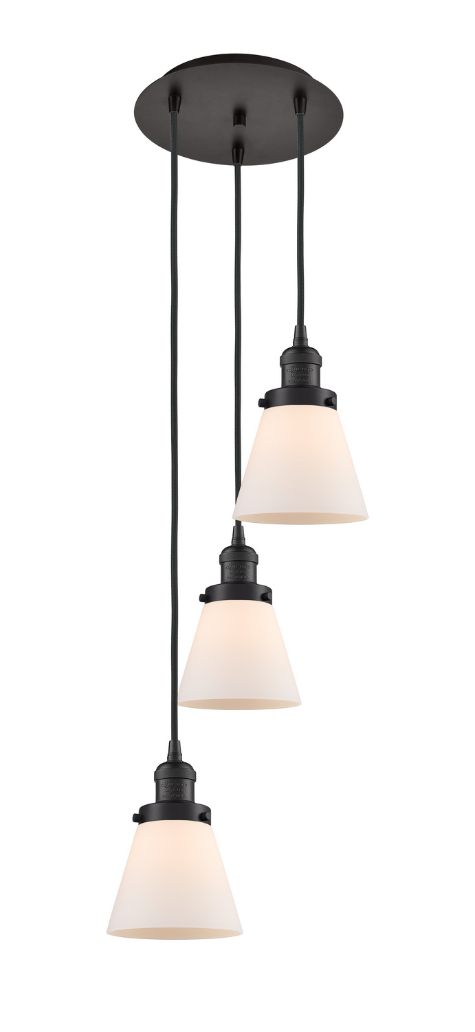 Three Light Pendant by Innovations - Franklin Restoration Collection, Oil Rubbed Bronze Finish - 113F-3P-OB-G61