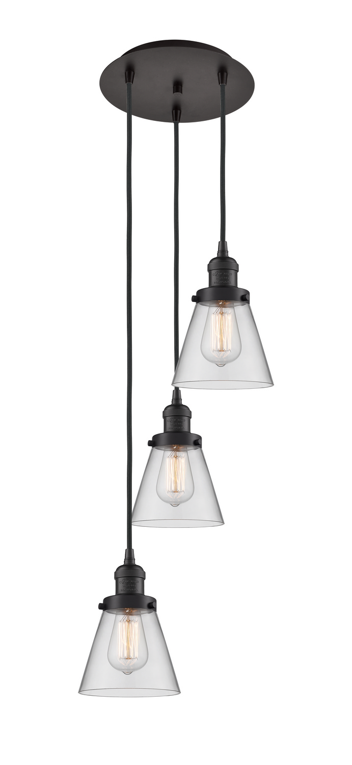 Three Light Pendant by Innovations - Franklin Restoration Collection, Oil Rubbed Bronze Finish - 113F-3P-OB-G62