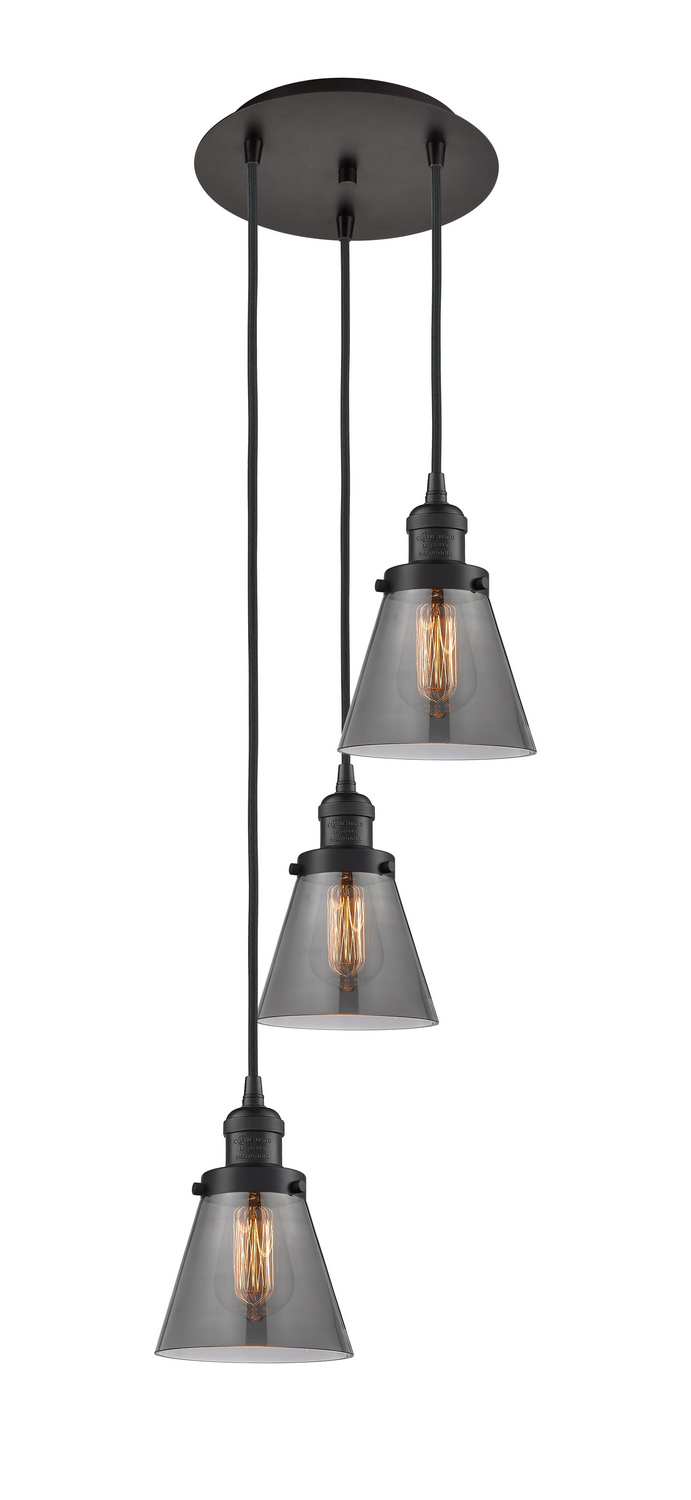 Three Light Pendant by Innovations - Franklin Restoration Collection, Oil Rubbed Bronze Finish - 113F-3P-OB-G63