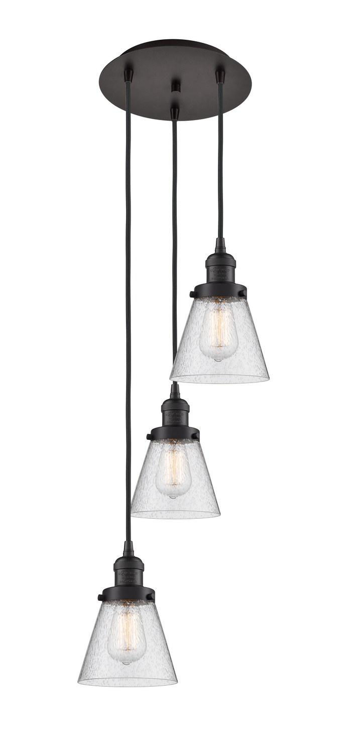 Three Light Pendant by Innovations - Franklin Restoration Collection, Oil Rubbed Bronze Finish - 113F-3P-OB-G64