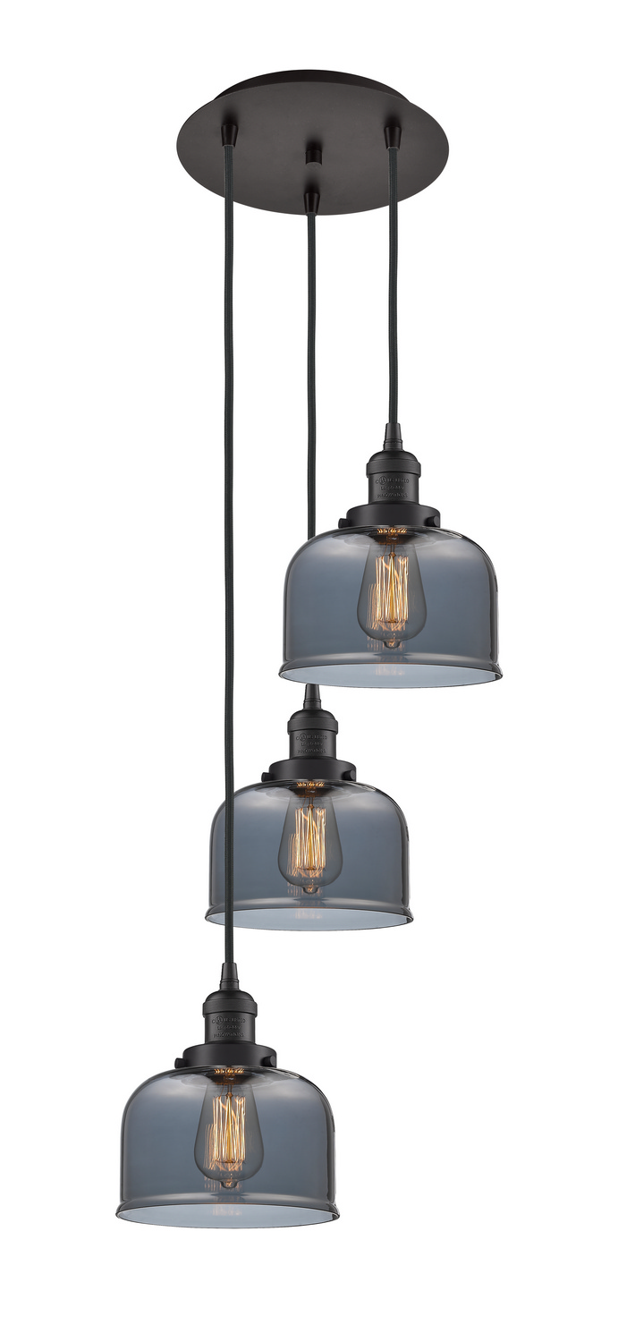 Three Light Pendant by Innovations - Franklin Restoration Collection, Oil Rubbed Bronze Finish - 113F-3P-OB-G73