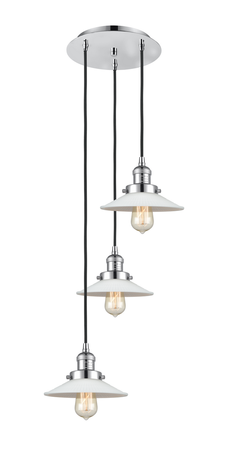 Three Light Pendant by Innovations - Franklin Restoration Collection, Polished Chrome Finish - 113F-3P-PC-G1