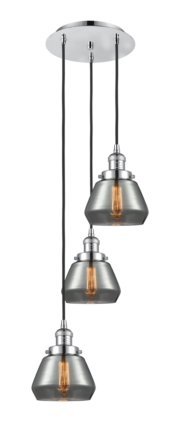 Three Light Pendant by Innovations - Franklin Restoration Collection, Polished Chrome Finish - 113F-3P-PC-G173