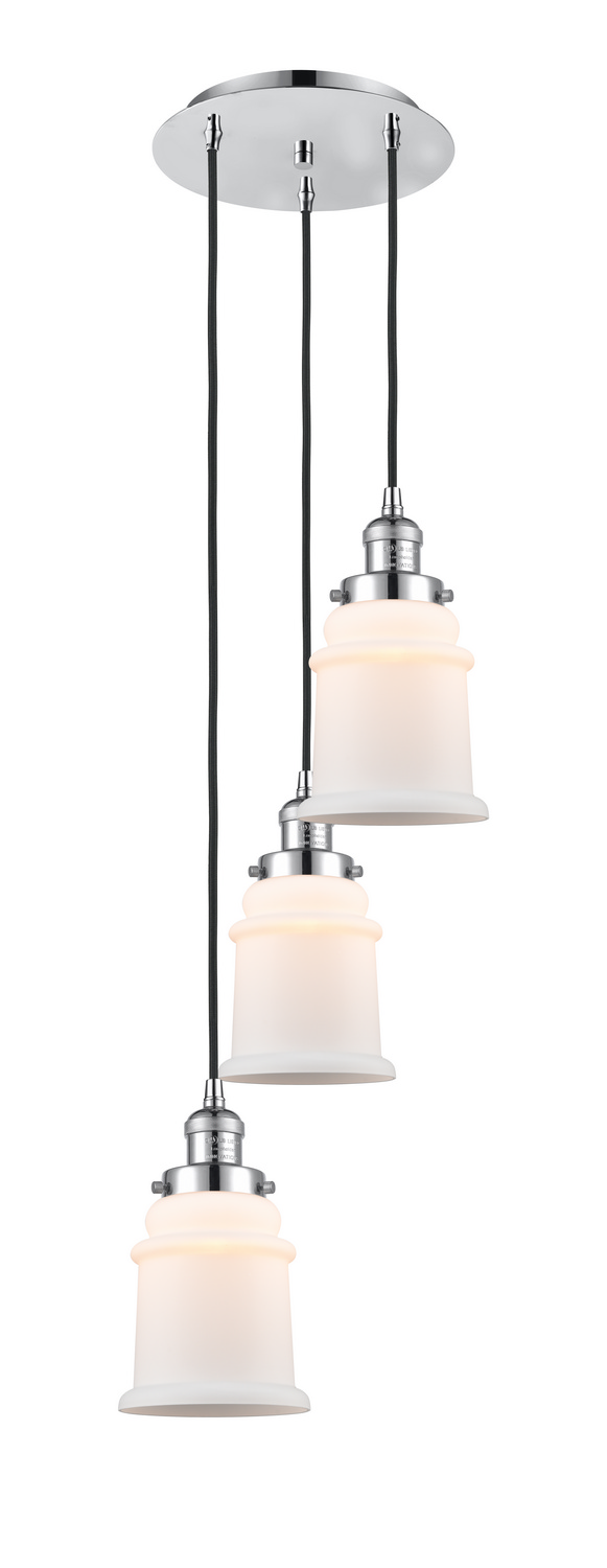 Three Light Pendant by Innovations - Franklin Restoration Collection, Polished Chrome Finish - 113F-3P-PC-G181