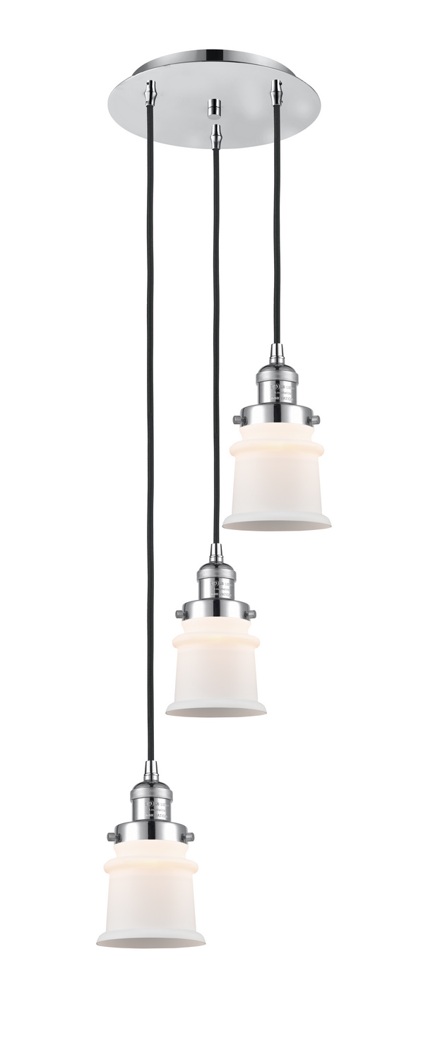 Three Light Pendant by Innovations - Franklin Restoration Collection, Polished Chrome Finish - 113F-3P-PC-G181S