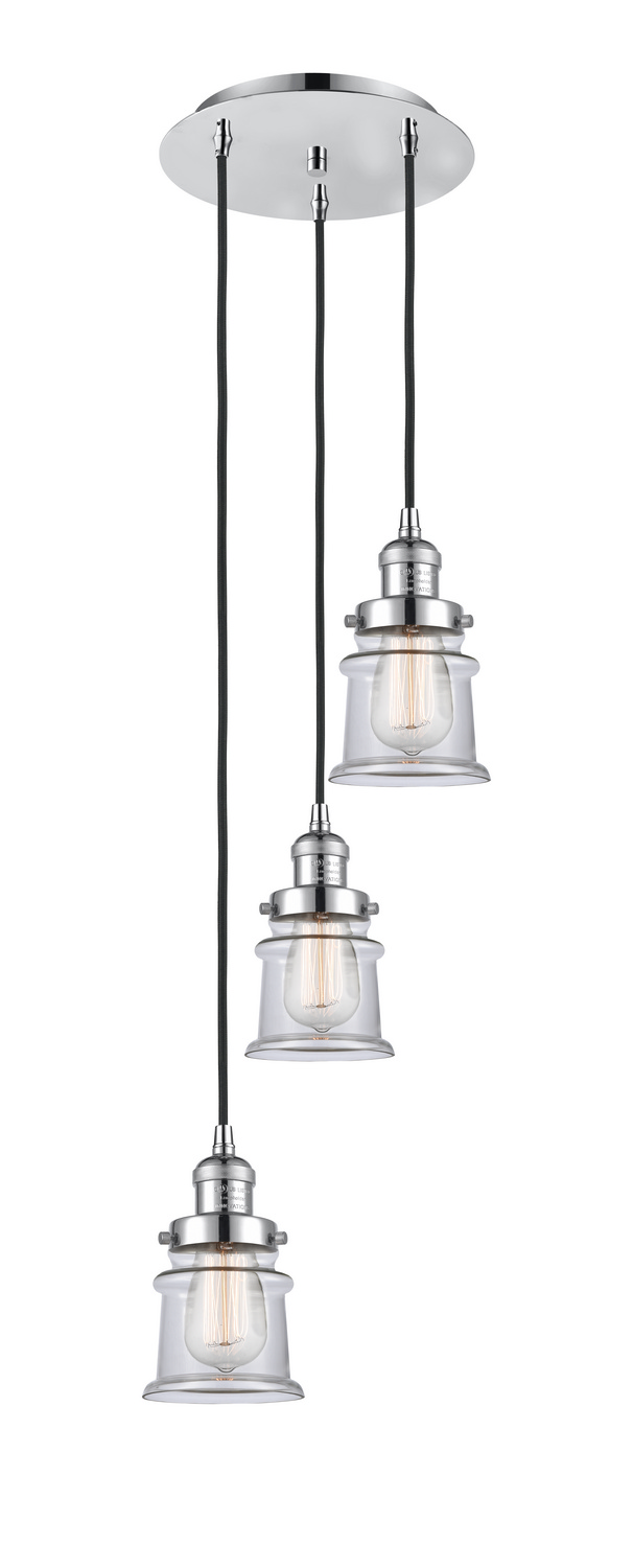 Three Light Pendant by Innovations - Franklin Restoration Collection, Polished Chrome Finish - 113F-3P-PC-G182S