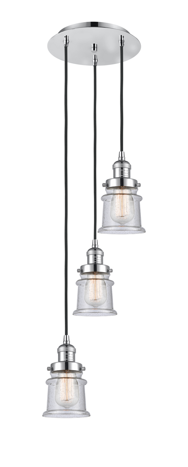 Three Light Pendant by Innovations - Franklin Restoration Collection, Polished Chrome Finish - 113F-3P-PC-G184S