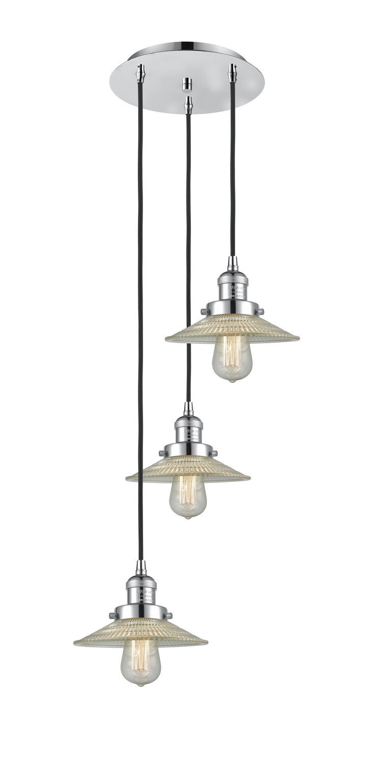 Three Light Pendant by Innovations - Franklin Restoration Collection, Polished Chrome Finish - 113F-3P-PC-G2