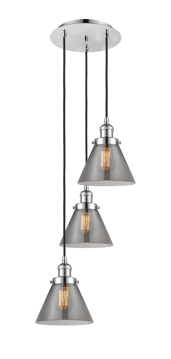 Three Light Pendant by Innovations - Franklin Restoration Collection, Polished Chrome Finish - 113F-3P-PC-G43