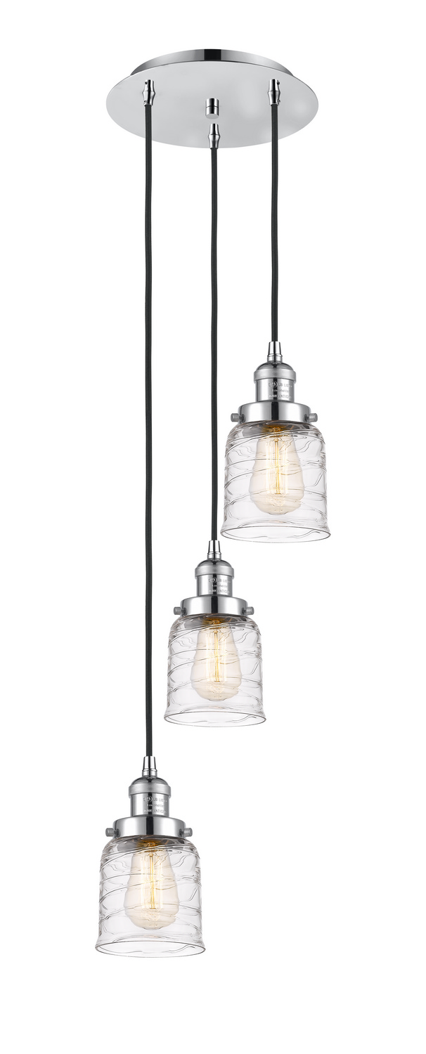 Three Light Pendant by Innovations - Franklin Restoration Collection, Polished Chrome Finish - 113F-3P-PC-G513