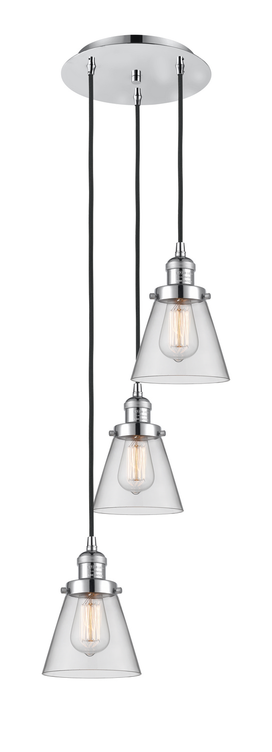 Three Light Pendant by Innovations - Franklin Restoration Collection, Polished Chrome Finish - 113F-3P-PC-G62