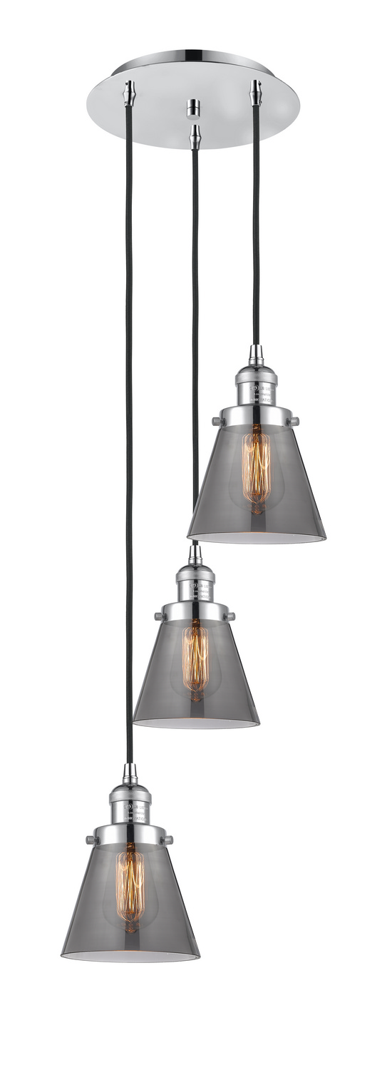 Three Light Pendant by Innovations - Franklin Restoration Collection, Polished Chrome Finish - 113F-3P-PC-G63