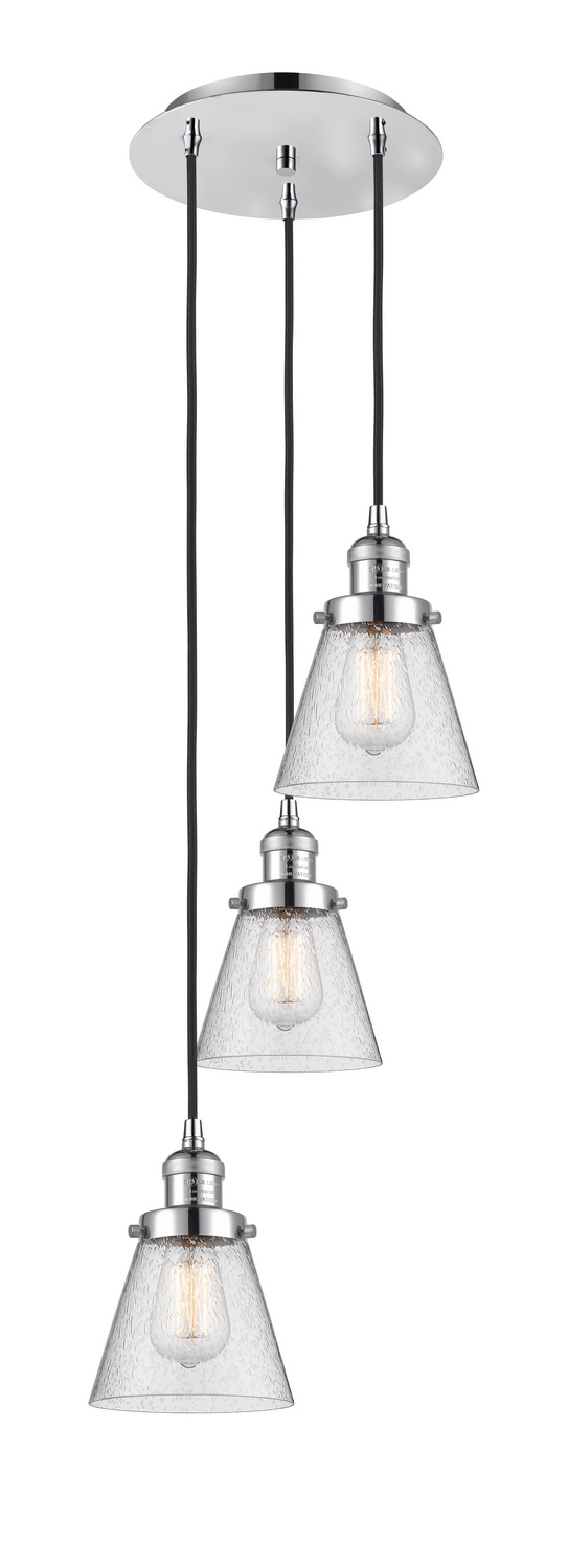 Three Light Pendant by Innovations - Franklin Restoration Collection, Polished Chrome Finish - 113F-3P-PC-G64