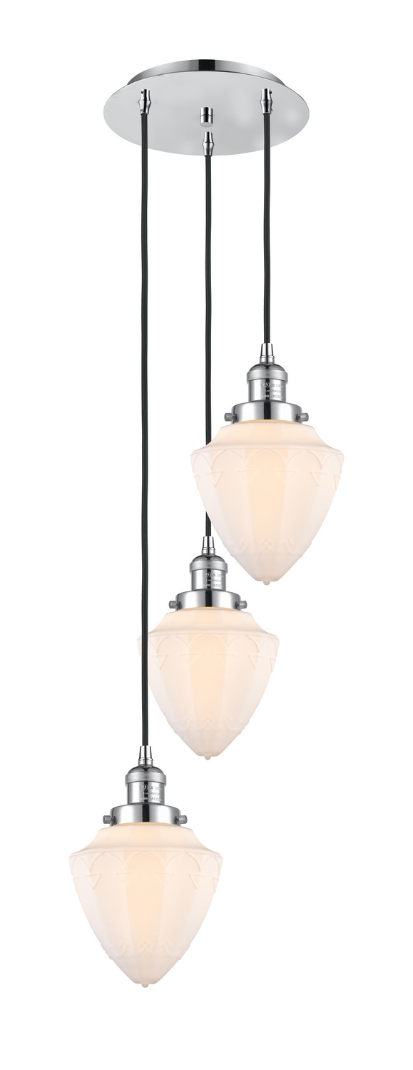 Three Light Pendant by Innovations - Franklin Restoration Collection, Polished Chrome Finish - 113F-3P-PC-G661-7