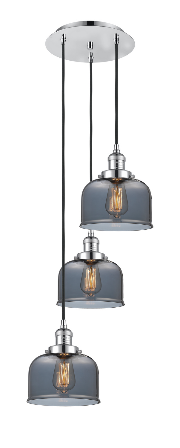 Three Light Pendant by Innovations - Franklin Restoration Collection, Polished Chrome Finish - 113F-3P-PC-G73