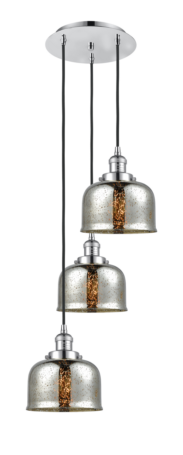 Three Light Pendant by Innovations - Franklin Restoration Collection, Polished Chrome Finish - 113F-3P-PC-G78