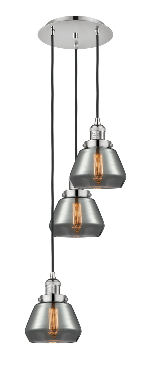 Three Light Pendant by Innovations - Franklin Restoration Collection, Polished Nickel Finish - 113F-3P-PN-G173