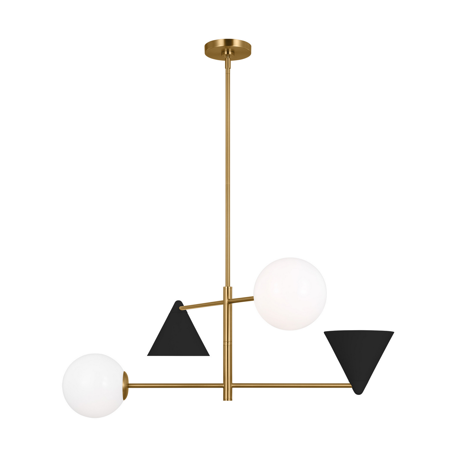 Visual Comfort Studio Cosmo Four Light Chandelier in Midnight Black and Burnished Brass - AEC1104MBKBBS