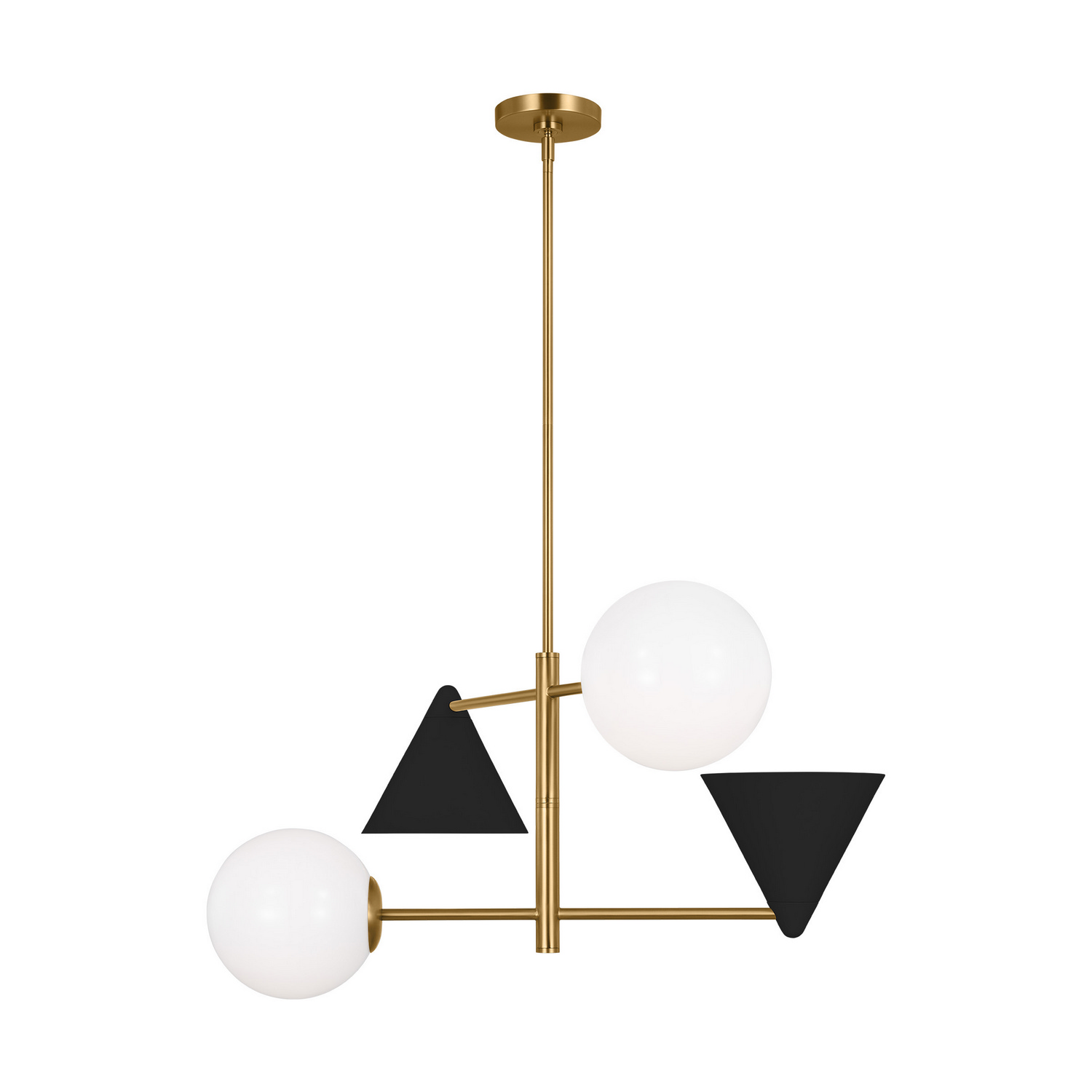 Visual Comfort Studio Cosmo Four Light Chandelier in Midnight Black and Burnished Brass - AEC1114MBKBBS