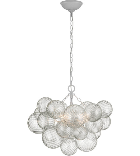 Visual Comfort Signature Talia LED Chandelier in Plaster White and Clear Swirled Glass - JN 5110PW/CG