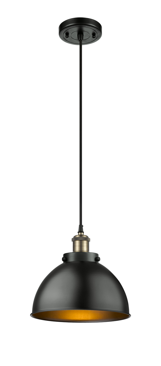 One Light Mini Pendant by Innovations - Ballston Urban Collection, Black Antique Brass Finish - 916-1P-BAB-MFD-10-BK