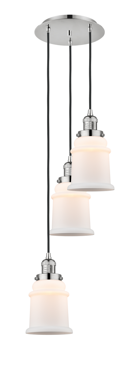Three Light Pendant by Innovations - Franklin Restoration Collection, Polished Nickel Finish - 113F-3P-PN-G181