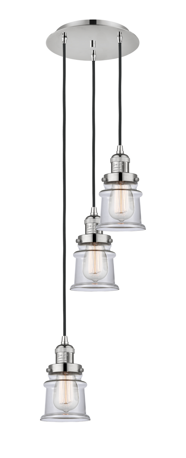Three Light Pendant by Innovations - Franklin Restoration Collection, Polished Nickel Finish - 113F-3P-PN-G182S