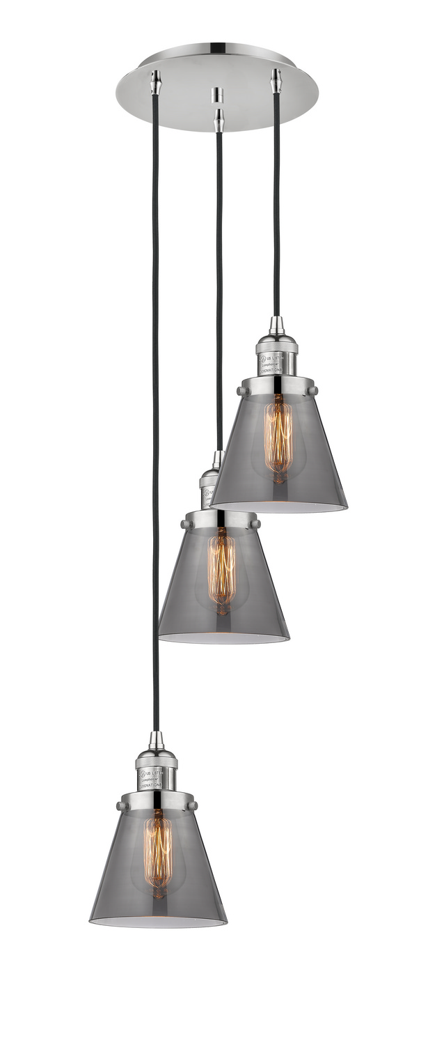 Three Light Pendant by Innovations - Franklin Restoration Collection, Polished Nickel Finish - 113F-3P-PN-G63