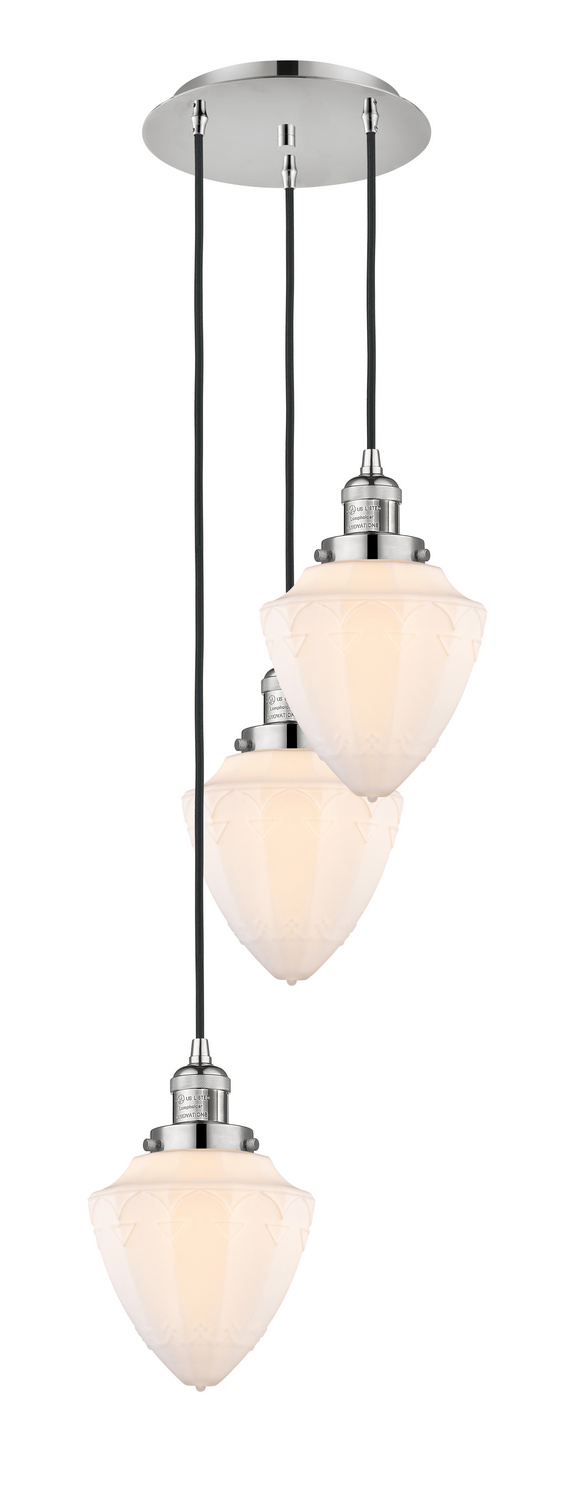 Three Light Pendant by Innovations - Franklin Restoration Collection, Polished Nickel Finish - 113F-3P-PN-G661-7