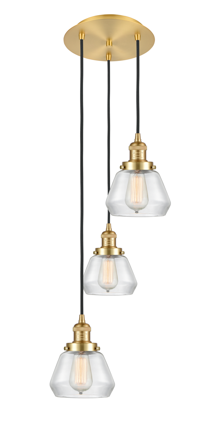 Three Light Pendant by Innovations - Franklin Restoration Collection, Satin Gold Finish - 113F-3P-SG-G172