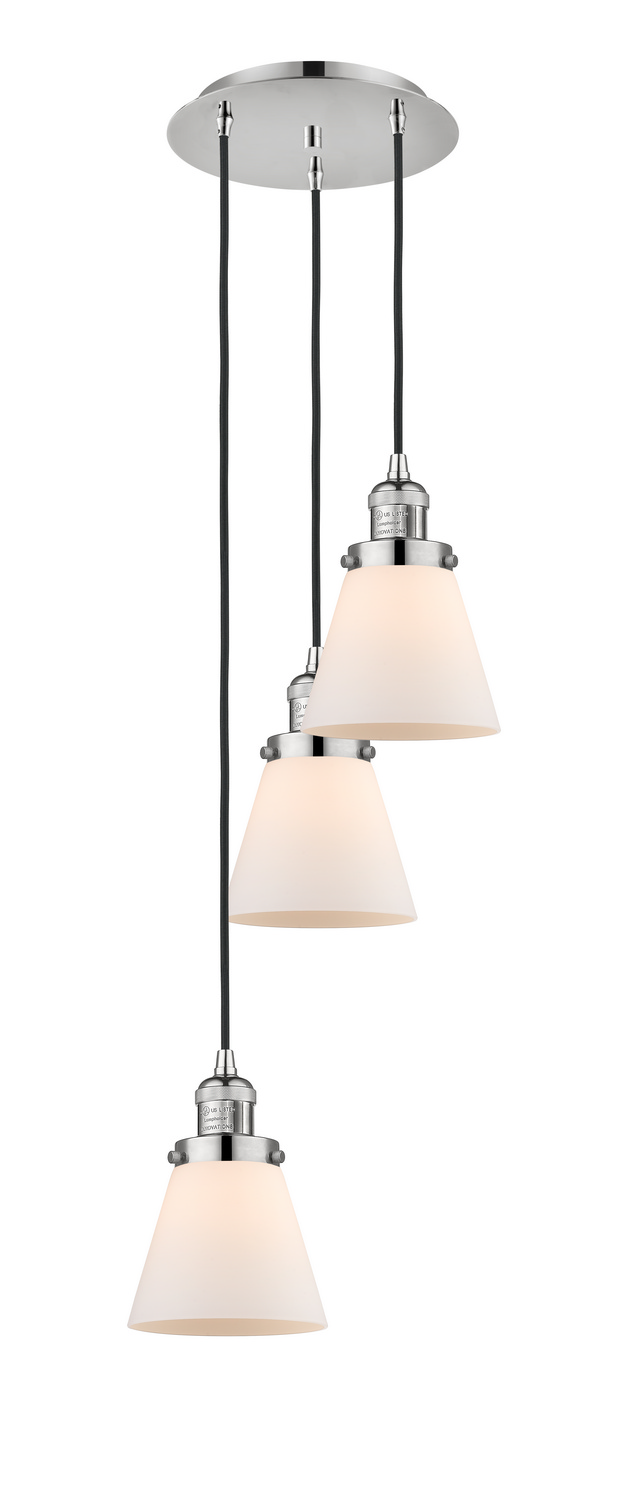 Three Light Pendant by Innovations - Franklin Restoration Collection, Polished Nickel Finish - 113F-3P-PN-G61