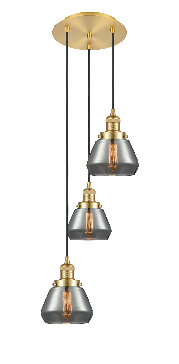 Three Light Pendant by Innovations - Franklin Restoration Collection, Satin Gold Finish - 113F-3P-SG-G173