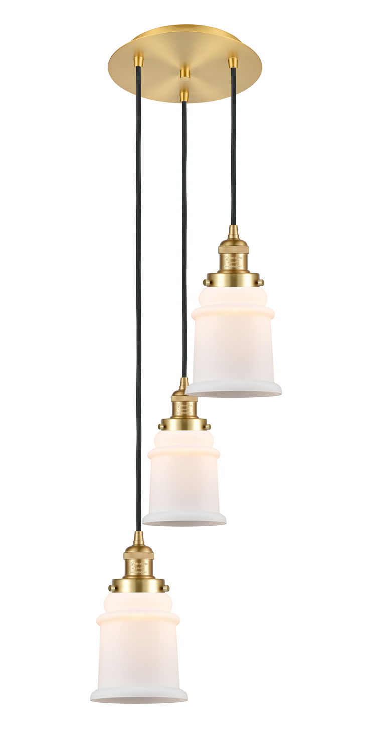 Three Light Pendant by Innovations - Franklin Restoration Collection, Satin Gold Finish - 113F-3P-SG-G181