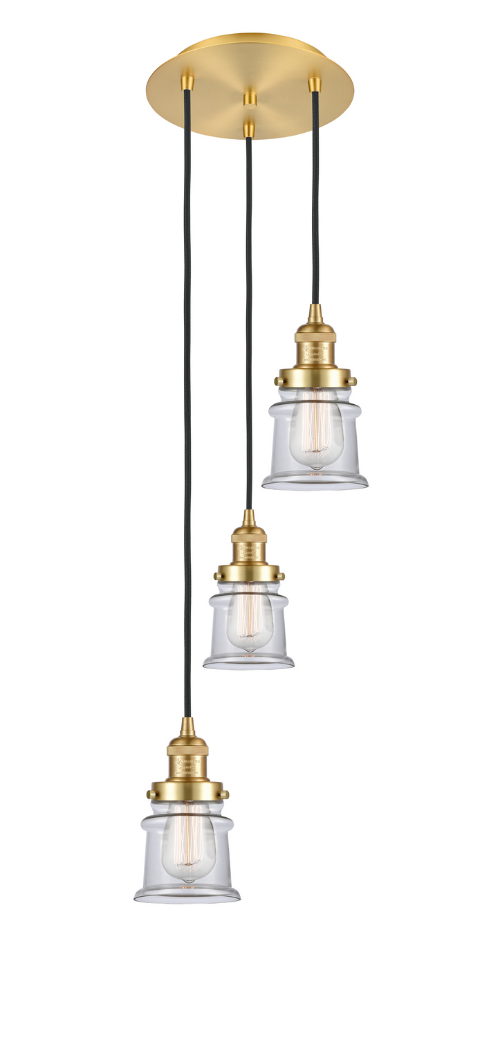 Three Light Pendant by Innovations - Franklin Restoration Collection, Satin Gold Finish - 113F-3P-SG-G182S