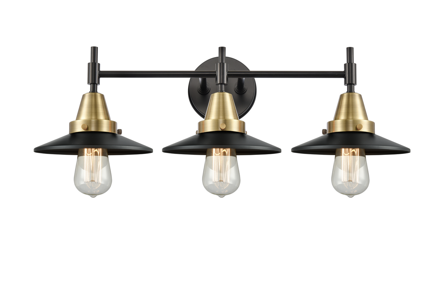 LED Bath Vanity by Innovations - Caden Collection, Black Antique Brass Finish - 447-3W-BAB-M6-BK-LED